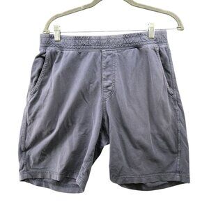 Uniqlo Washed Jersey Easy Shorts Mens M Cotton Drawstring Blue 8'' Lightweight